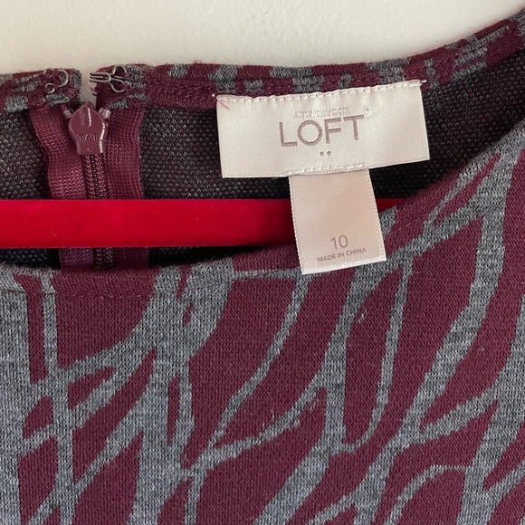 LOFT Maroon and Gray Patterned Knit Sleeveless Dress - Picture 4 of 4